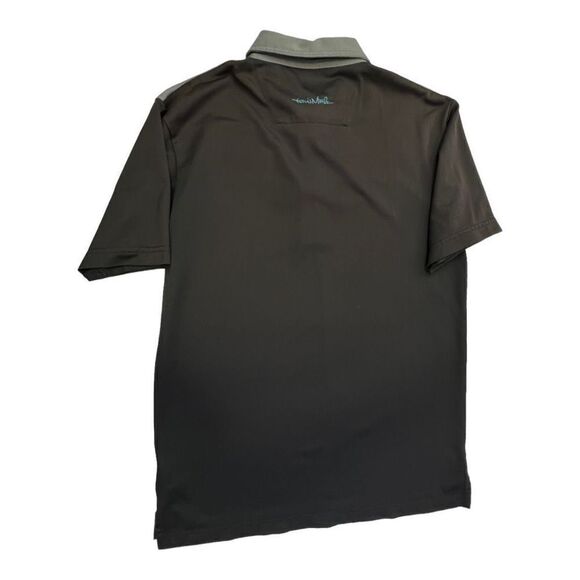 Travis Matthew Men's Striped Short Sleeve Golf Polo Shirt Black Gray Medium - Picture 6 of 13